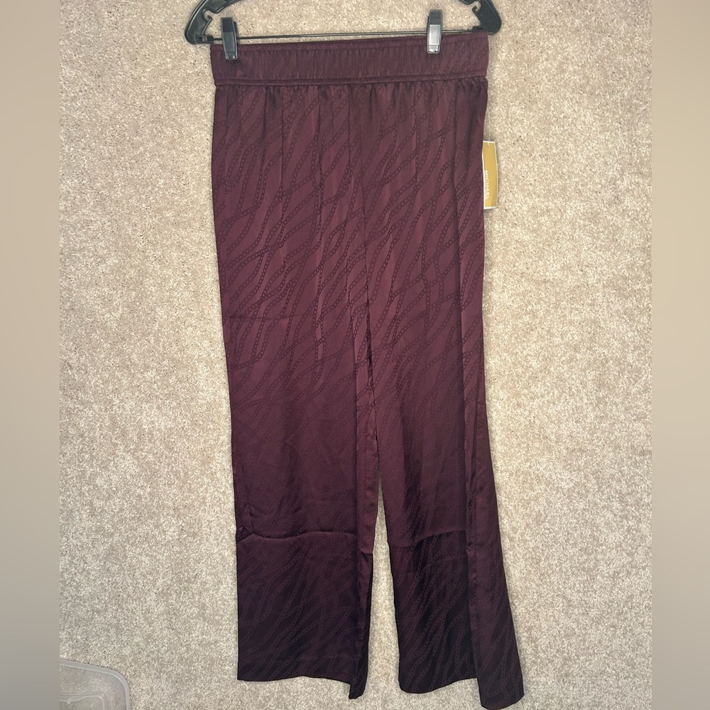 Michael Kors wide leg Cordovan chain medium pants wine/burgundy